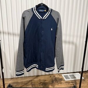 Ralph Lauren Men's Navy and Gray Bomber Jacket